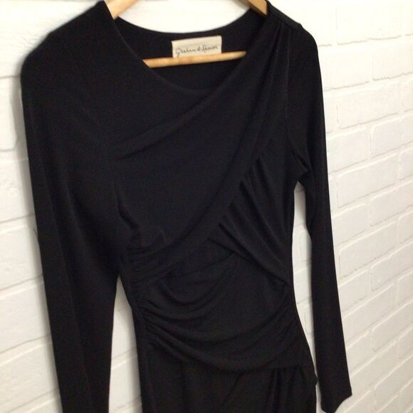𝅺GRAHAM & Spencer black draped sliming stretchy formal special occasion small - Picture 4 of 14